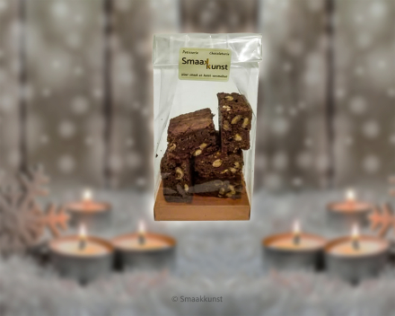 Overheerlijke brownies uit het assortiment Kerst- en eindejaarsgebak door patisserie en chocolaterie Smaakkunst Roeselare